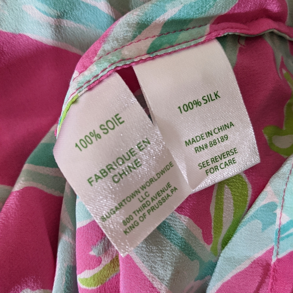 Lilly Pulitzer Pink & Turquoise Iona silk tank - Picture 9 of 9